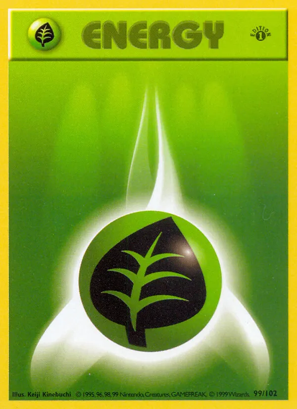 Base Set 영어판 Grass Energy 99 카드 앞면
