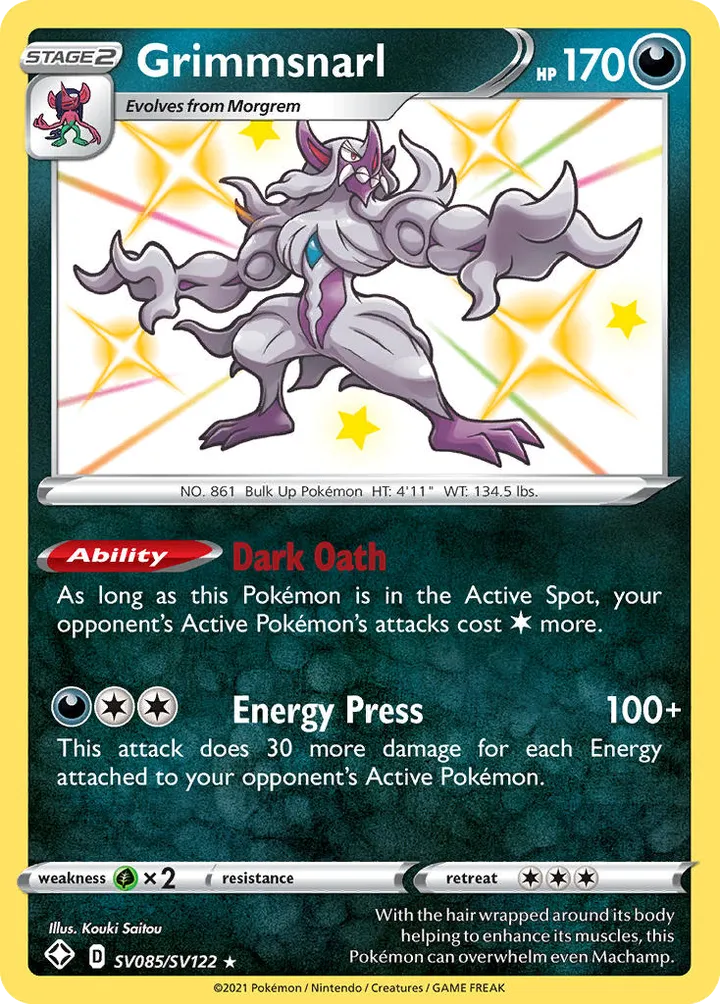 Shining Fates 영어판 Grimmsnarl SV085 카드 앞면