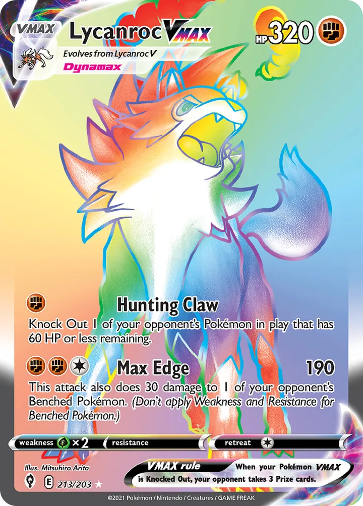Sword & Shield—Evolving Skies 英語版 Lycanroc VMAX 213 カード表面