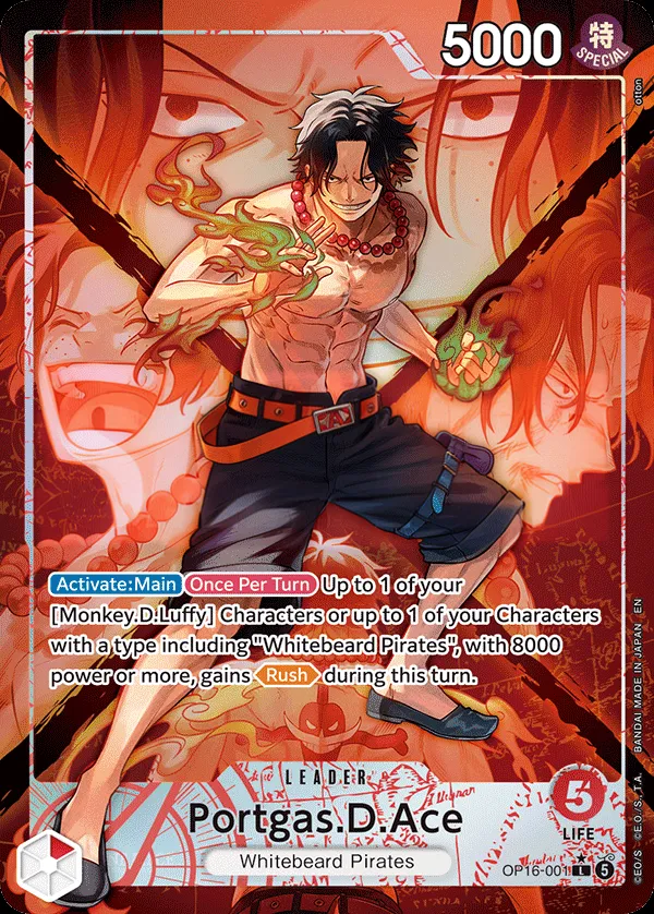 The Time of Battle 영어판 Portgas.D.Ace OP16-001 · 패럴렐 카드 앞면