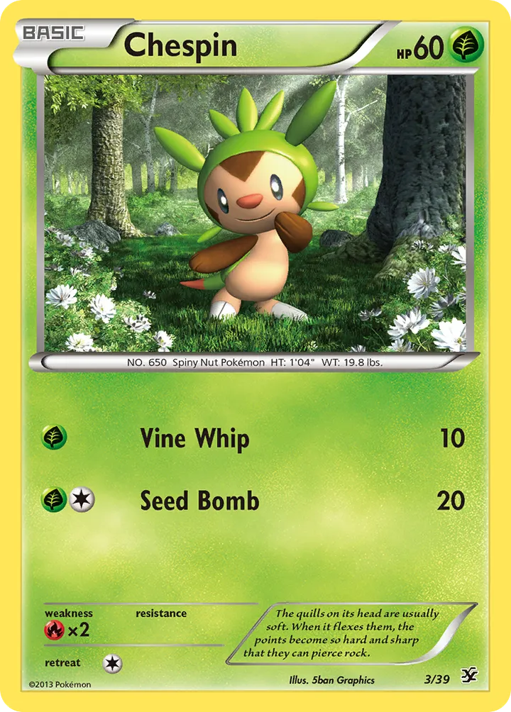 Kalos Starter Set 영어판 Chespin 3 카드 앞면