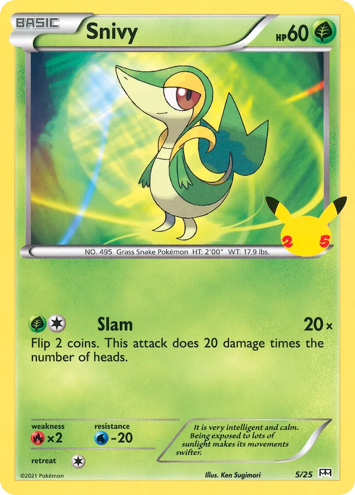 McDonald's Collection 2021 영어판 Snivy 5 카드 앞면