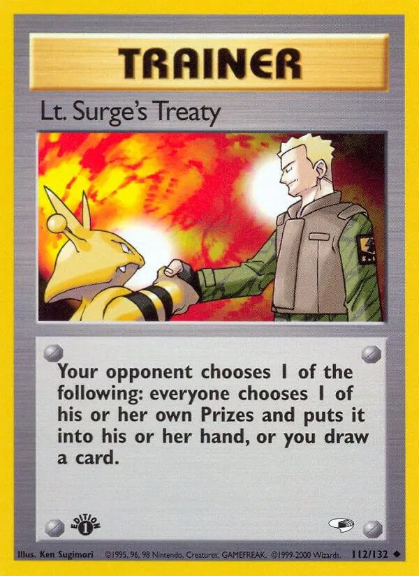 Gym Heroes 영어판 Lt. Surge's Treaty 112 카드 앞면