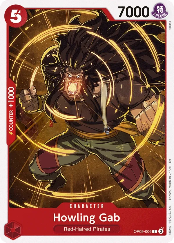 Emperors in the New World 영어판 Howling Gab OP09-006 · 재록 카드 앞면