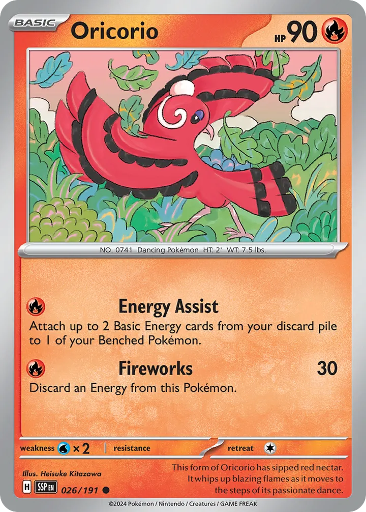 Scarlet & Violet—Surging Sparks 영어판 Oricorio 26 카드 앞면