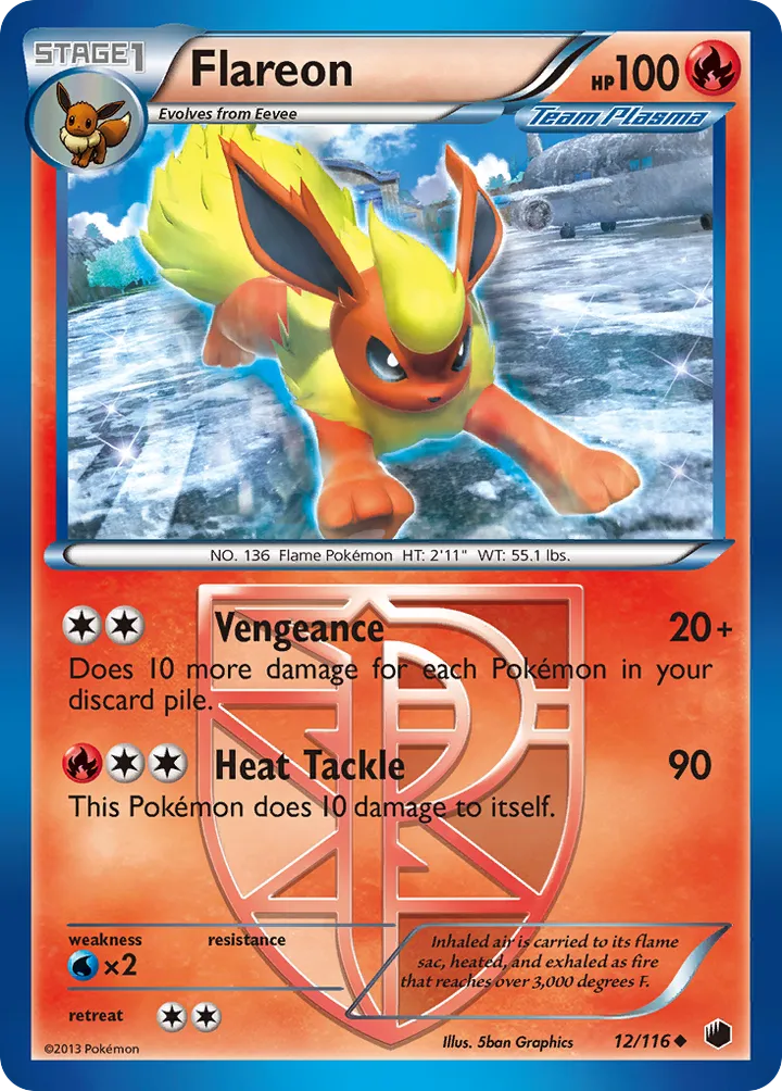 Black & White—Plasma Freeze 영어판 Flareon 12 카드 앞면