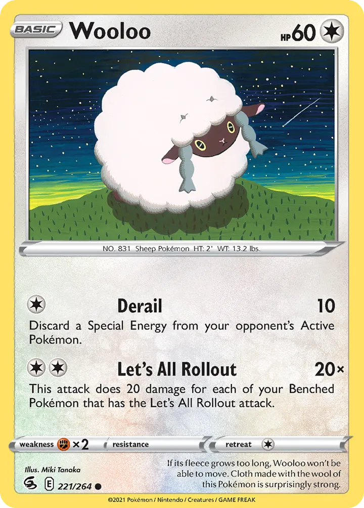 Sword & Shield—Fusion Strike 영어판 Wooloo 221 카드 앞면