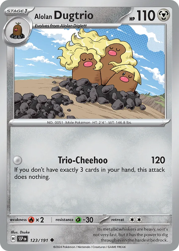 Scarlet & Violet—Surging Sparks 영어판 Alolan Dugtrio 123 카드 앞면