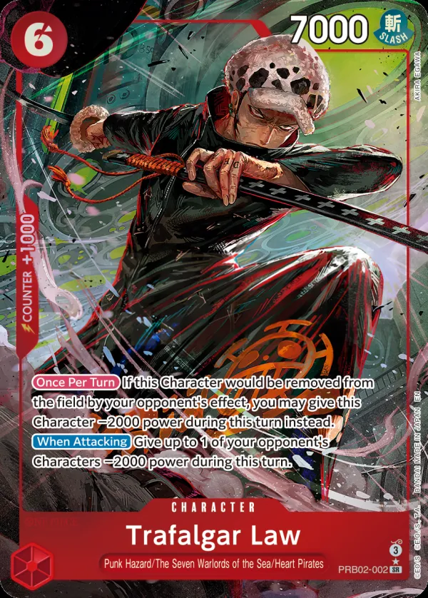 One Piece Card The Best vol.2 英語版 Trafalgar Law PRB02-002 · パラレル カード表面