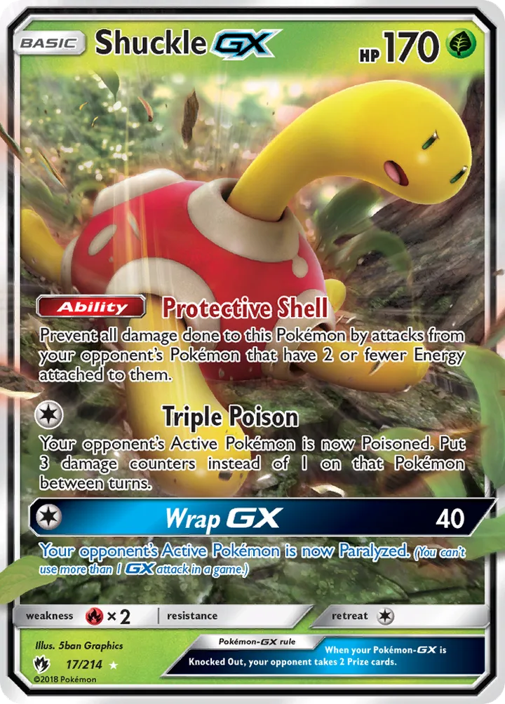 Sun & Moon—Lost Thunder 英語版 Shuckle-GX 17 カード表面