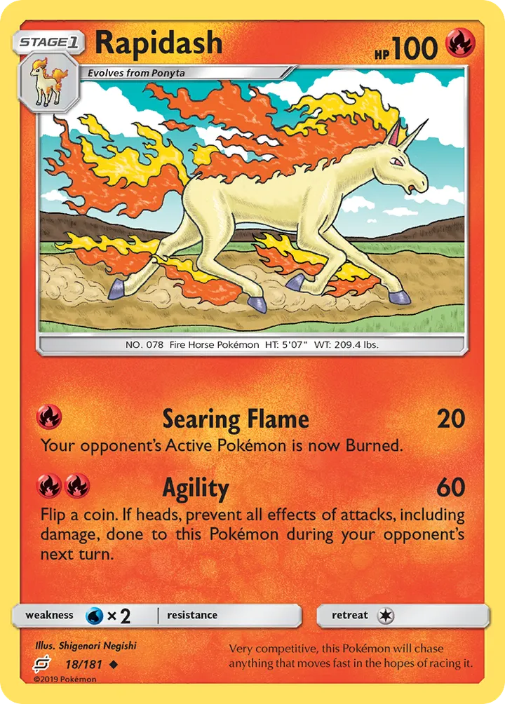 Sun & Moon—Team Up 英語版 Rapidash 18 カード表面