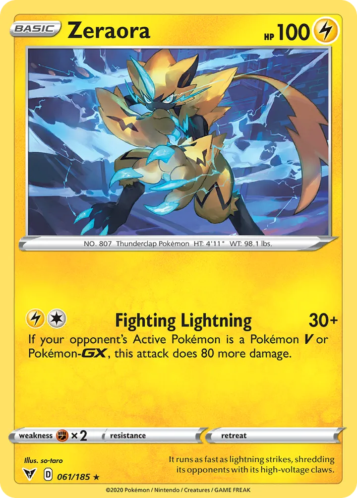 Sword & Shield—Vivid Voltage 영어판 Zeraora 61 카드 앞면