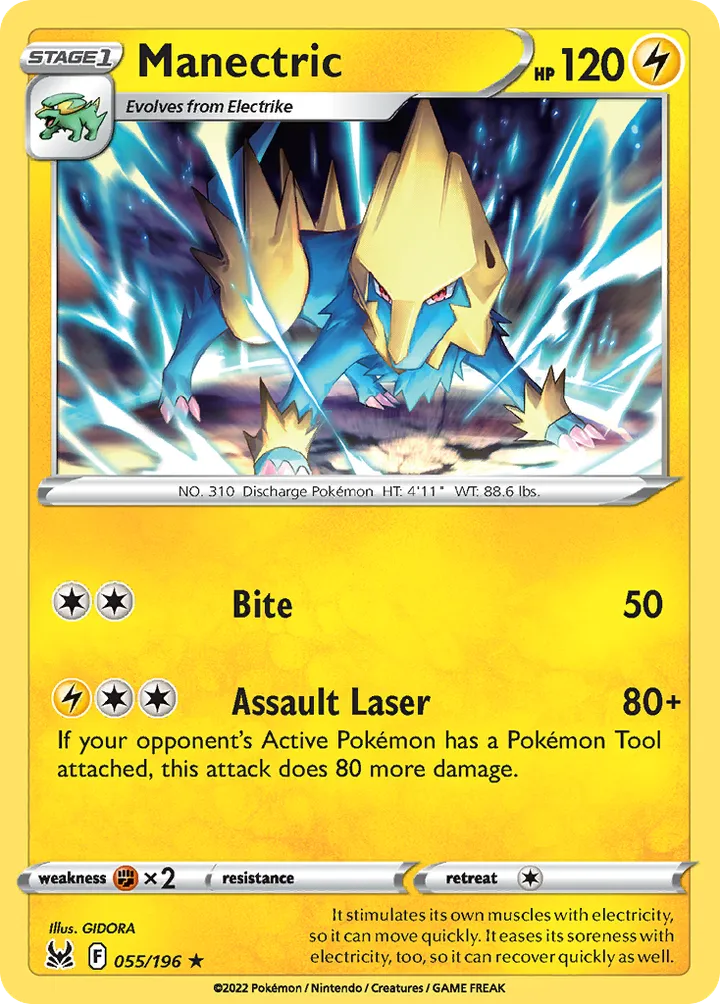 Sword & Shield—Lost Origin 영어판 Manectric 55 카드 앞면