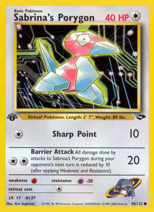 Gym Challenge 영어판 Sabrina's Porygon 98 카드 앞면