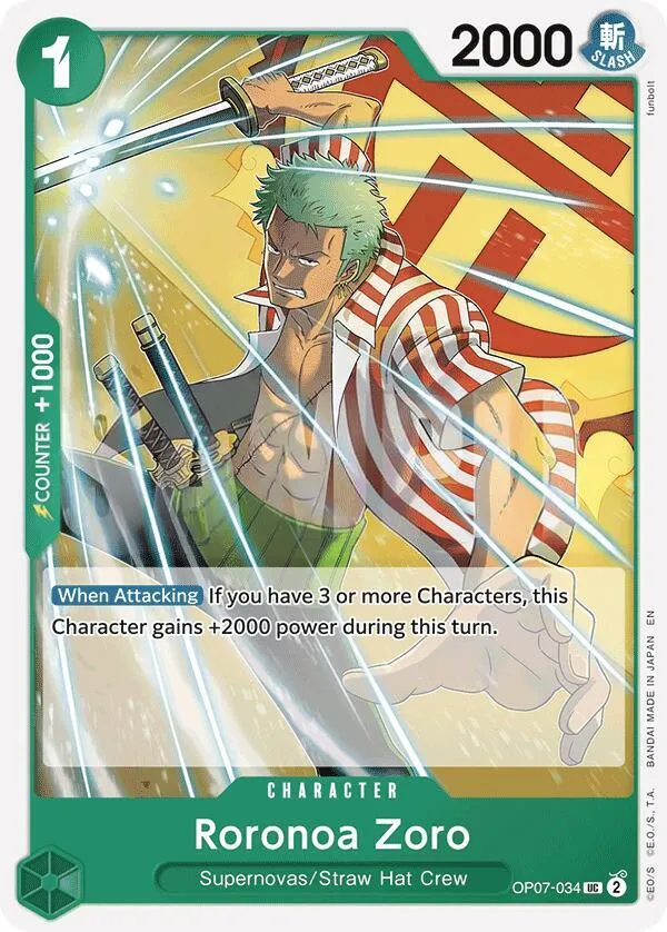 500 Years in the Future 영어판 Roronoa Zoro OP07-034 · 재록 카드 앞면