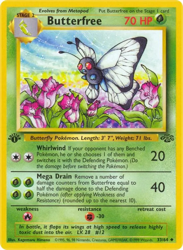 Jungle 英語版 Butterfree 33 カード表面