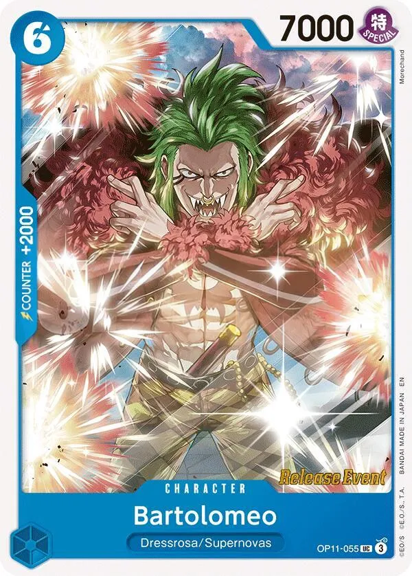 A Fist of Divine Speed 英語版 Bartolomeo OP11-055 · プレリリース カード表面