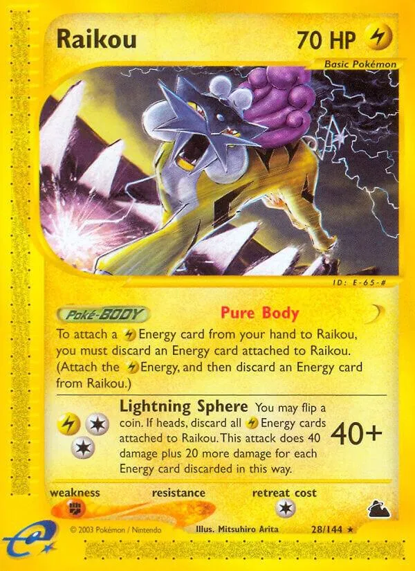 Skyridge 영어판 Raikou 28 카드 앞면