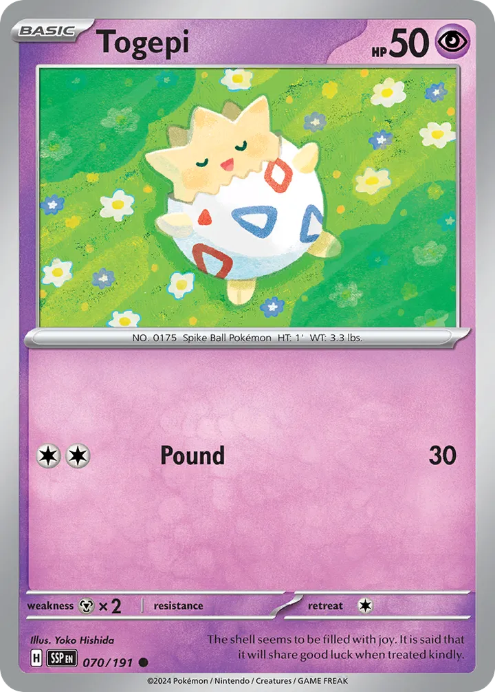 Scarlet & Violet—Surging Sparks 영어판 Togepi 70 카드 앞면