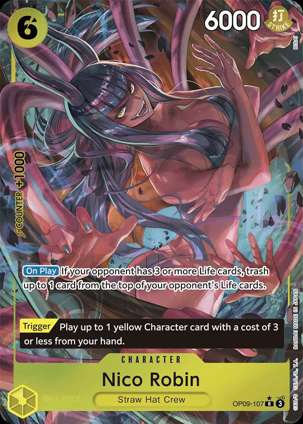 Emperors in the New World 영어판 Nico Robin OP09-107 · 패럴렐 카드 앞면