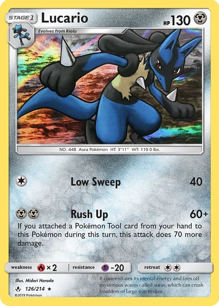 Sun & Moon—Unbroken Bonds 영어판 Lucario 126 카드 앞면