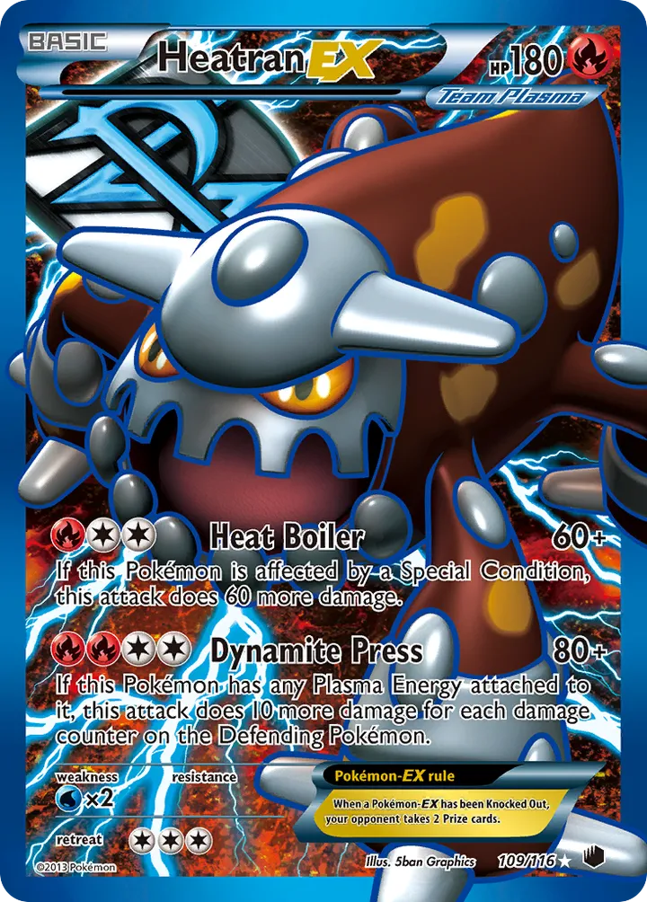 Black & White—Plasma Freeze 영어판 Heatran-EX 109 카드 앞면