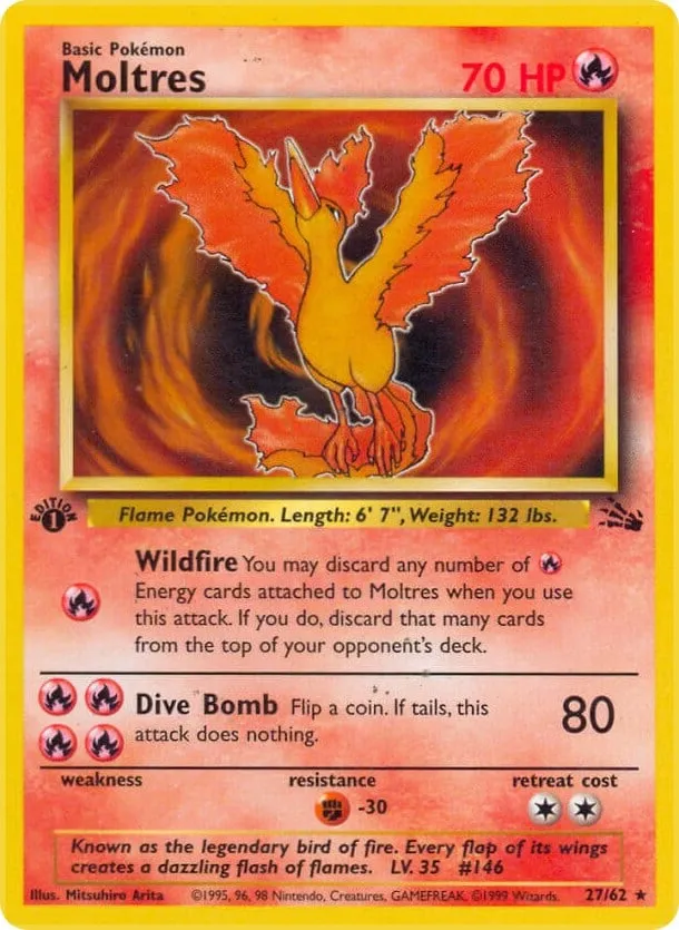 Fossil 英語版 Moltres 27 カード表面