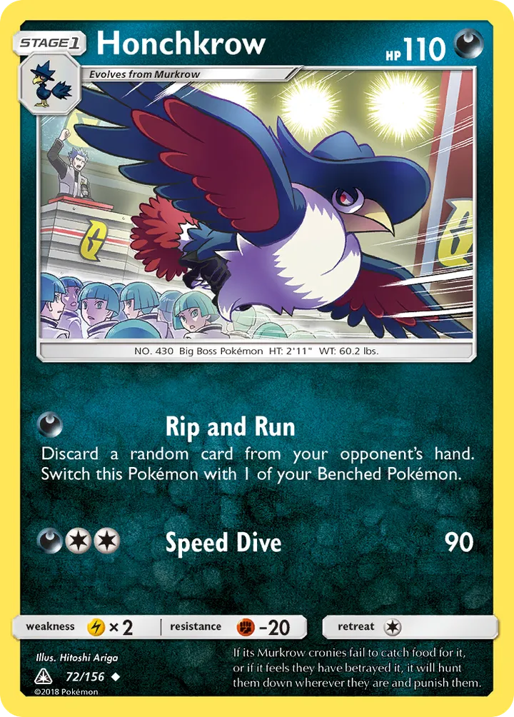 Sun & Moon—Ultra Prism 영어판 Honchkrow 72 카드 앞면