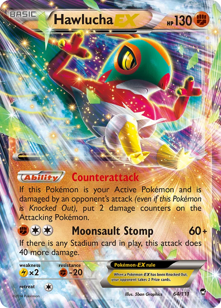 XY—Furious Fists 英語版 Hawlucha-EX 64 カード表面