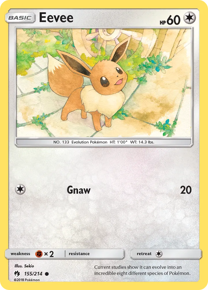 Sun & Moon—Lost Thunder 영어판 Eevee 155 카드 앞면