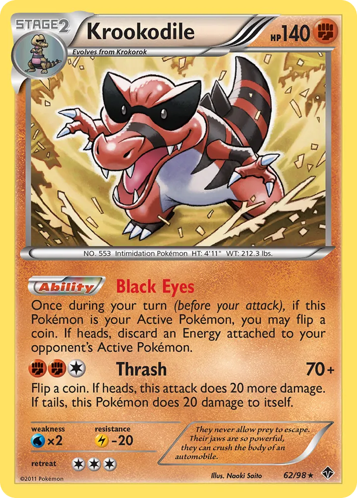 Black & White—Emerging Powers 영어판 Krookodile 62 카드 앞면