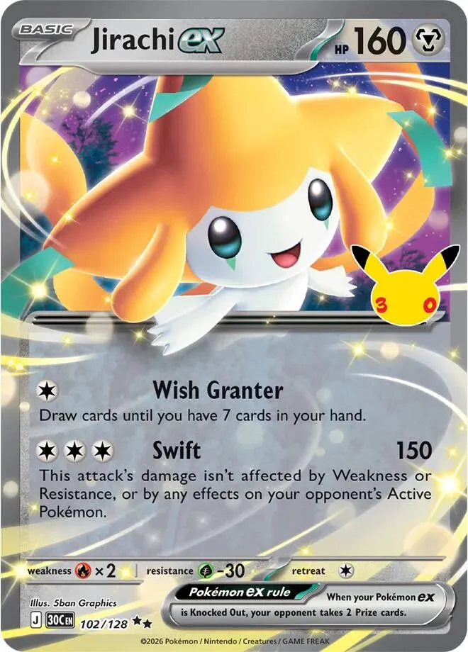 Pokémon TCG: 30th Celebration 영어판 Jirachi ex 102 카드 앞면