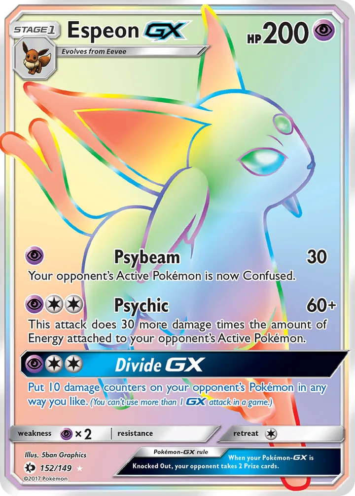Sun & Moon 영어판 Espeon-GX 152 카드 앞면