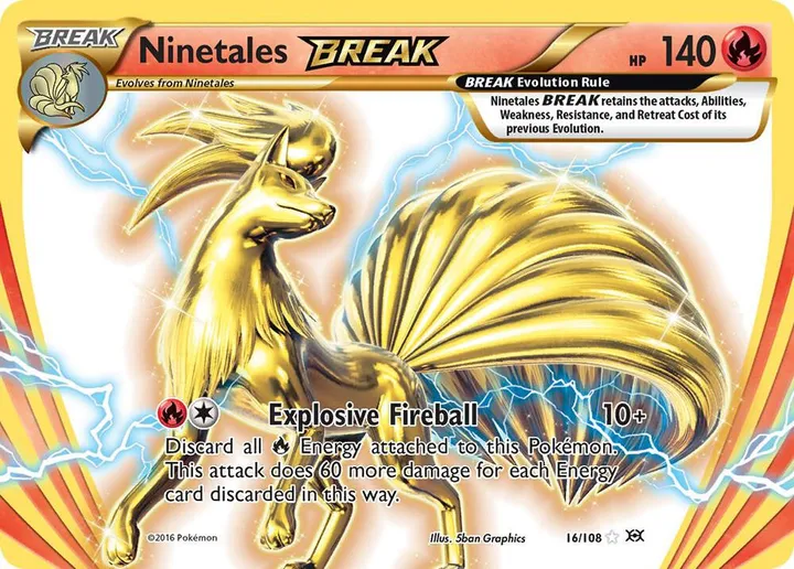 XY—Evolutions 영어판 Ninetales BREAK 16 카드 앞면