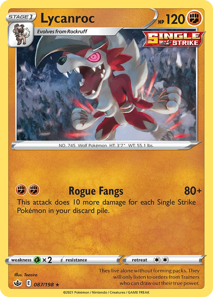 Sword & Shield—Chilling Reign 영어판 Lycanroc 87 카드 앞면