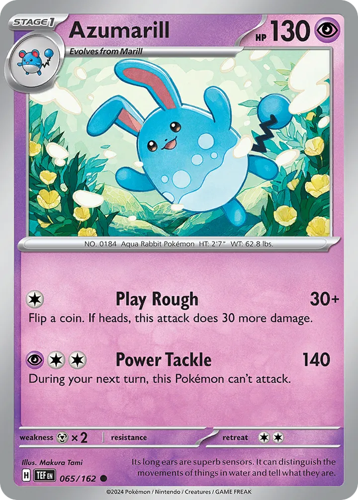 Scarlet & Violet—Temporal Forces 영어판 Azumarill 65 카드 앞면