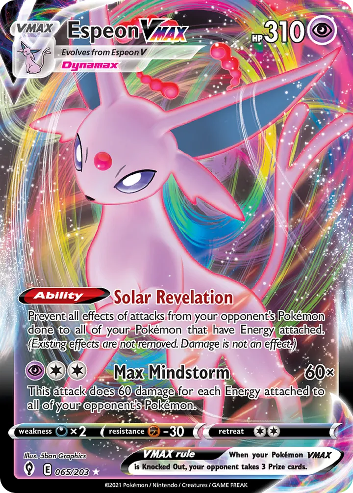 Sword & Shield—Evolving Skies 영어판 Espeon VMAX 65 카드 앞면