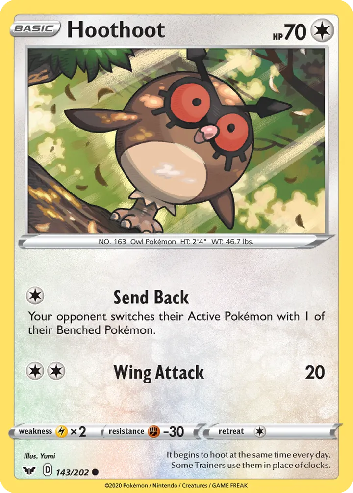 Sword & Shield 영어판 Hoothoot 143 카드 앞면