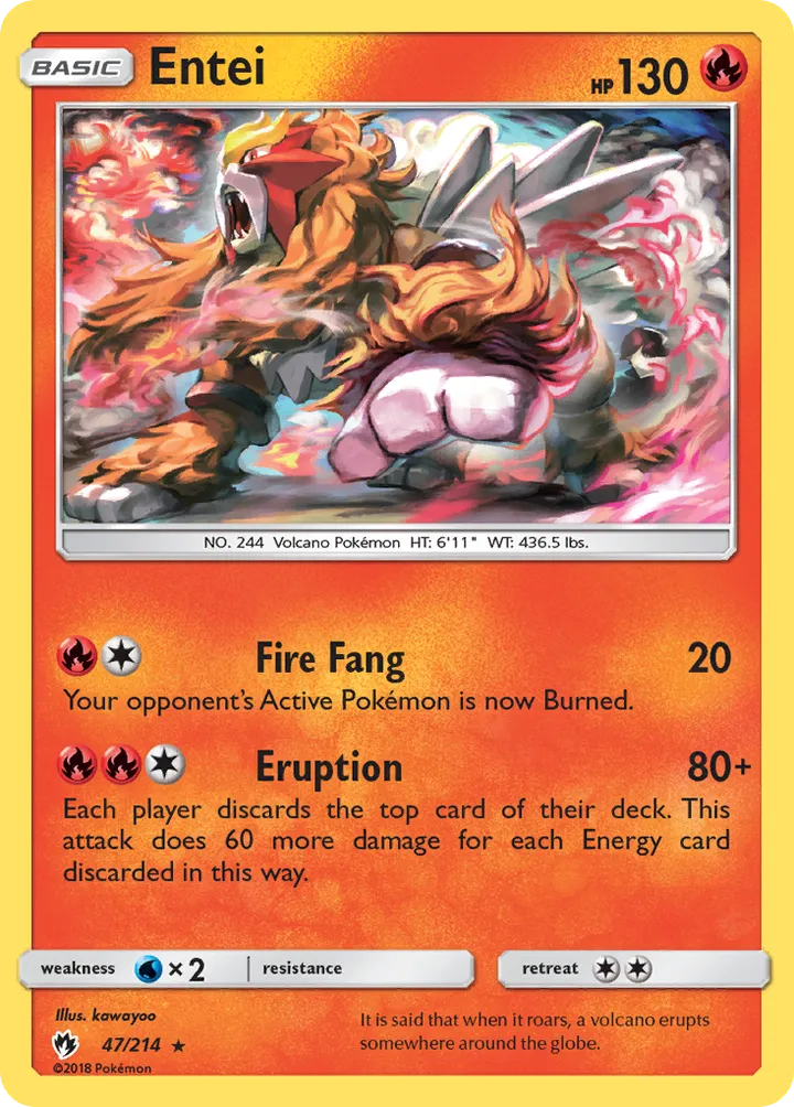 Sun & Moon—Lost Thunder 영어판 Entei 47 카드 앞면