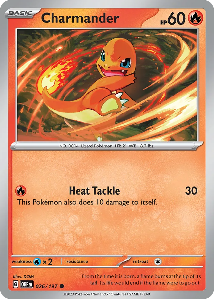 Scarlet & Violet—Obsidian Flames 영어판 Charmander 26 카드 앞면