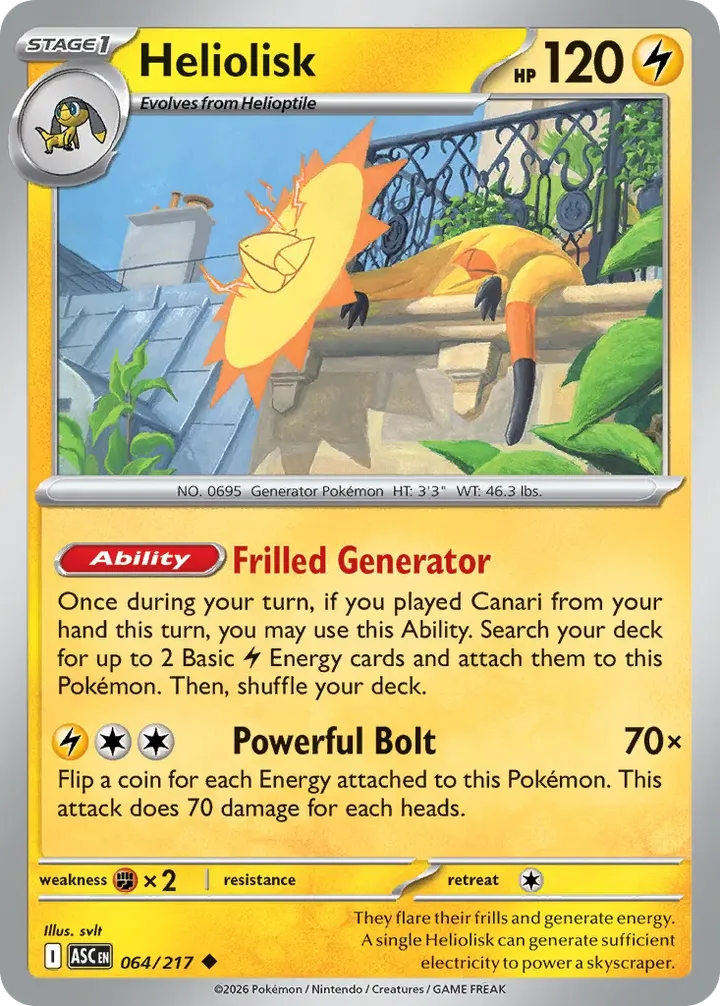 Mega Evolution—Ascended Heroes 영어판 Heliolisk 64 카드 앞면