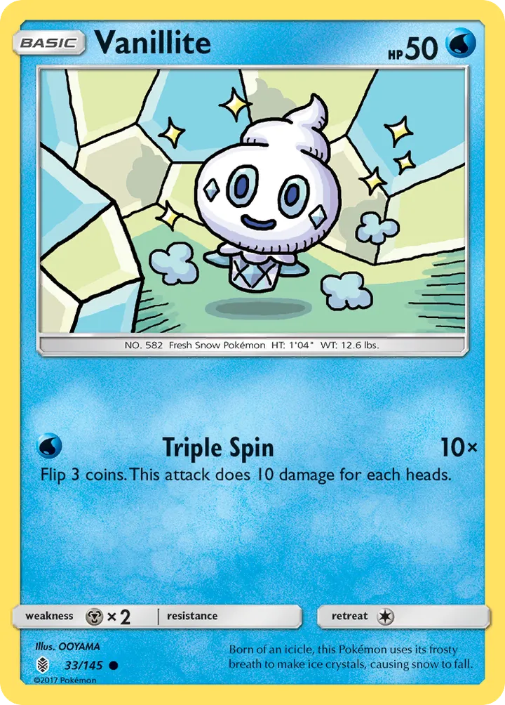 Sun & Moon—Guardians Rising 영어판 Vanillite 33 카드 앞면