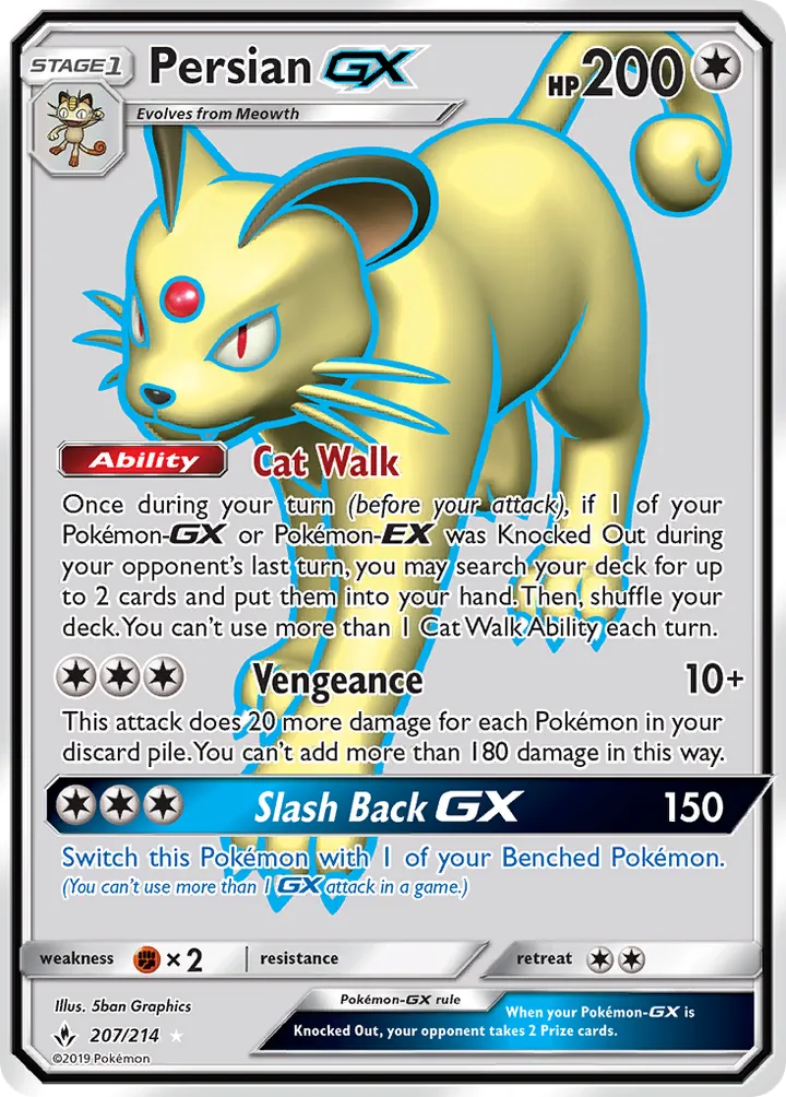 Sun & Moon—Unbroken Bonds 영어판 Persian-GX 207 카드 앞면