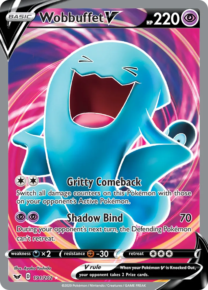 Front of Wobbuffet V 191, Sword & Shield English