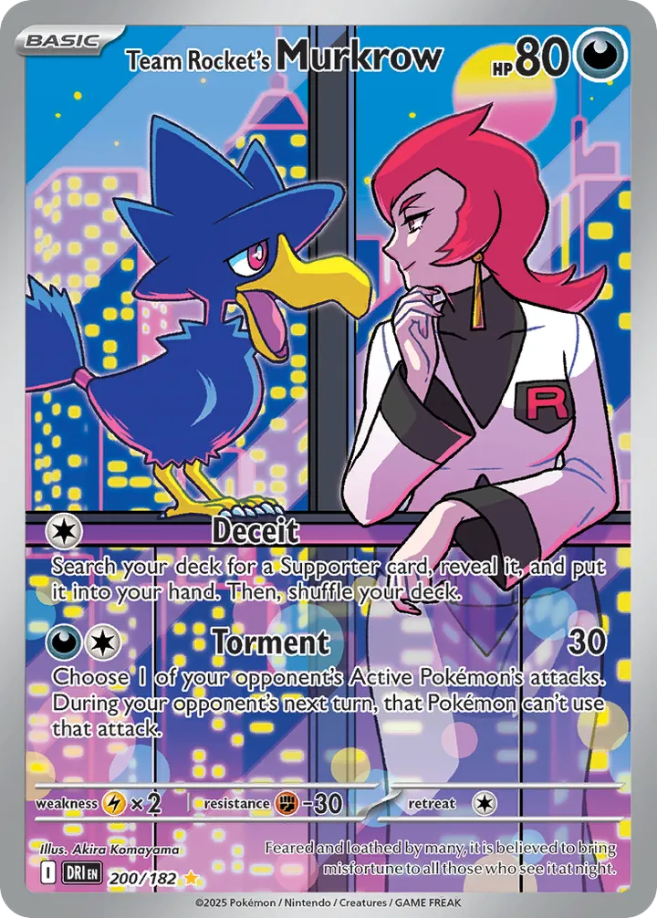 Scarlet & Violet—Destined Rivals 英語版 Team Rocket's Murkrow 200 カード表面