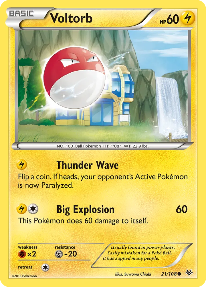 XY—Roaring Skies 영어판 Voltorb 21 카드 앞면