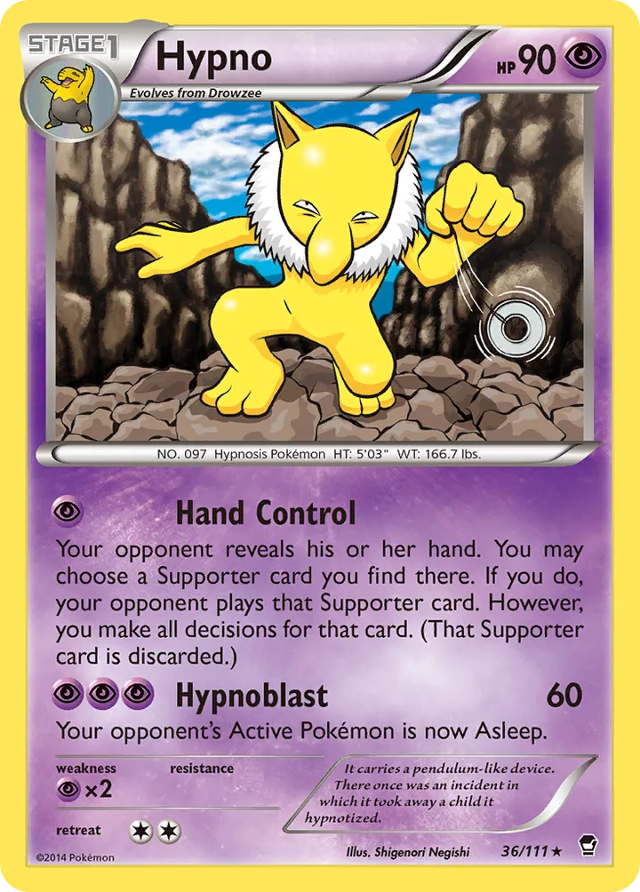 XY—Furious Fists 英語版 Hypno 36 カード表面