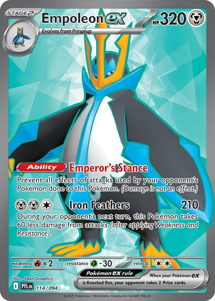 Mega Evolution—Phantasmal Flames 英語版 Empoleon ex 114 カード表面