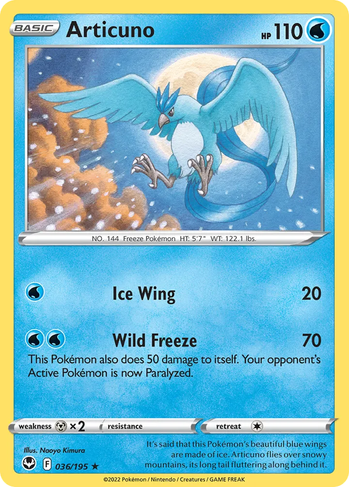 Front of Articuno 36, Sword & Shield—Silver Tempest English