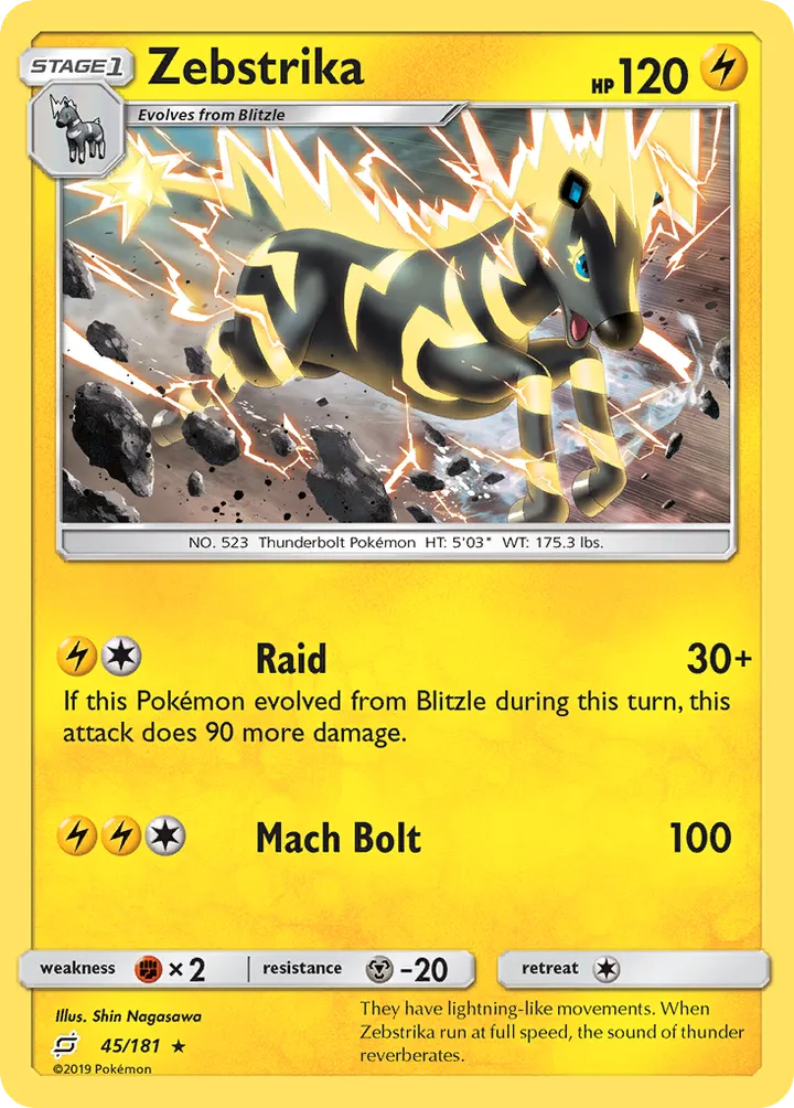 Sun & Moon—Team Up 英語版 Zebstrika 45 カード表面